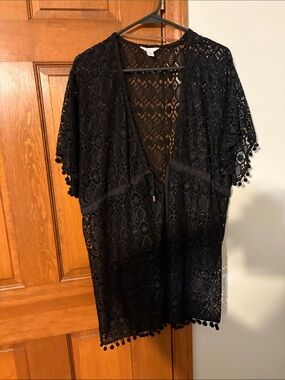Black Lace Kimono Jacket - Women Jackets medium by Cato.